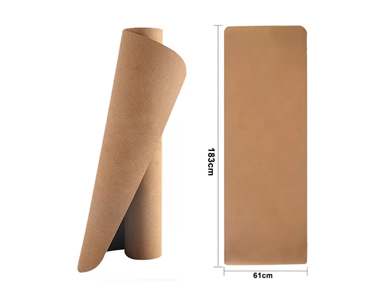 Wholesale  Non-Slip Eco Friendly  Natural  Rubber Custom Cork Yoga Mat with mesh bag