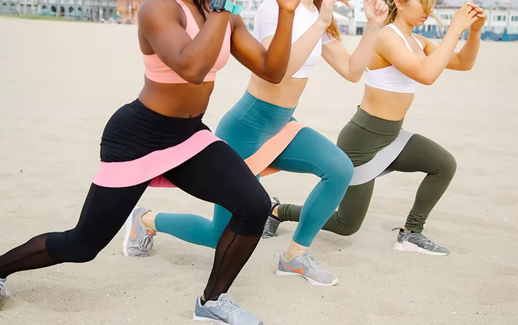 Bandes de résistance personnalisées de tissu de cercle de hanche de tissu élastique en gros avec le sac