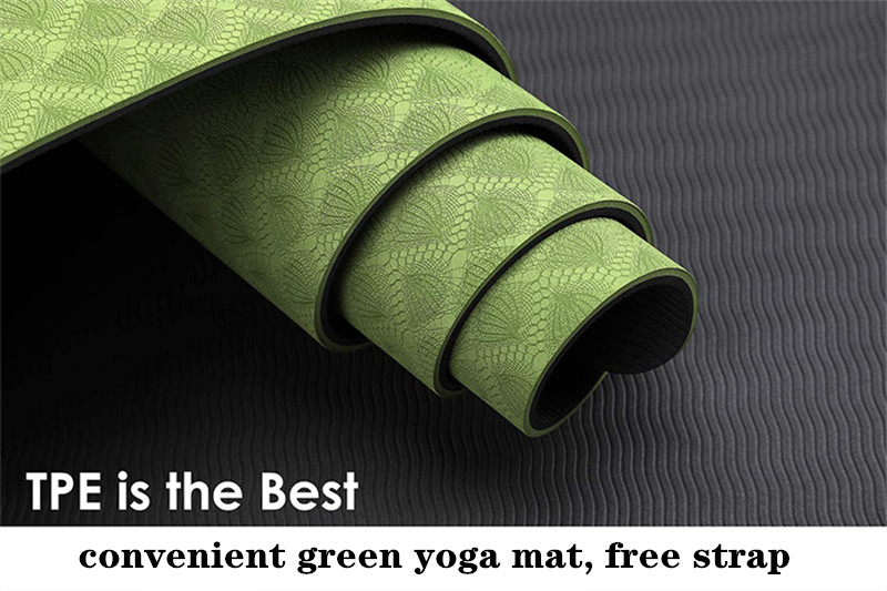 Convenient Green Yoga Mat Free Strap