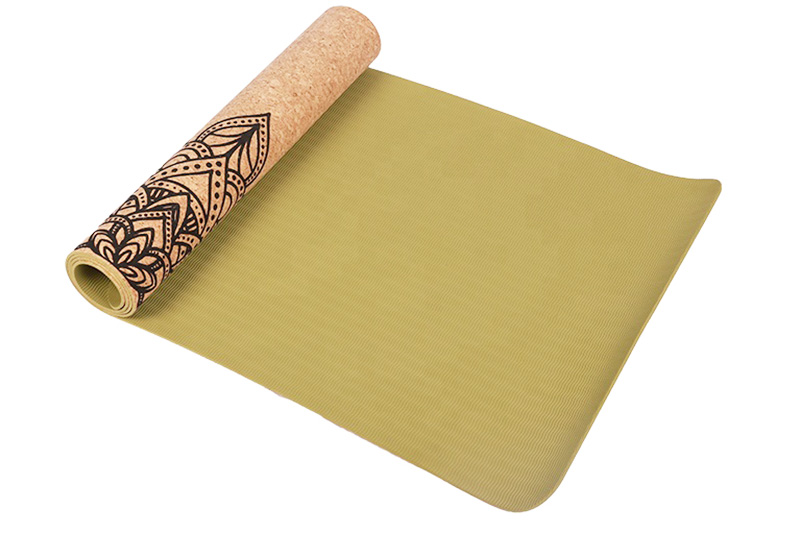 Eco-friendly Green TPE Cork Yoga Mat